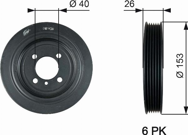 GATES TVD1129 - Ремінний шків, колінчастий вал autocars.com.ua