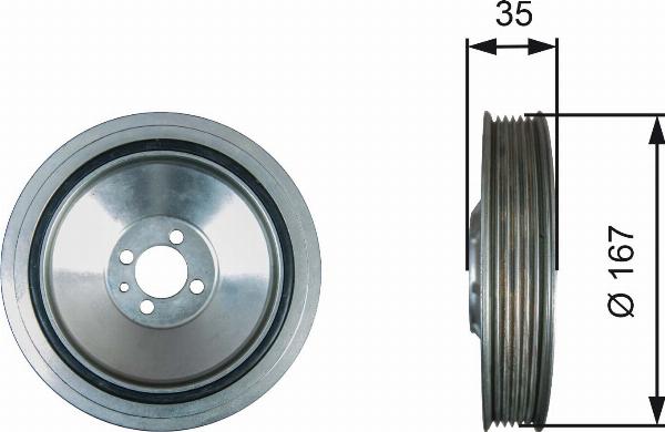 GATES TVD1135 - Ремінний шків, колінчастий вал autocars.com.ua