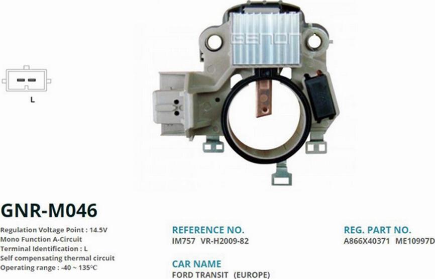 Genon GNR-M046 - Регулятор напруги генератора autocars.com.ua