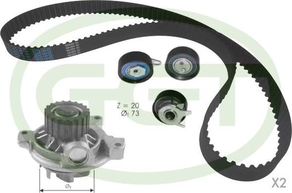 GGT KPA20052 - Водяний насос + комплект зубчатого ременя autocars.com.ua