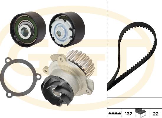 GGT KPA20148 - Водяний насос + комплект зубчатого ременя autocars.com.ua