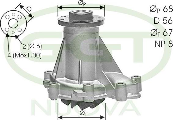 GGT PA10516 - Водяний насос autocars.com.ua