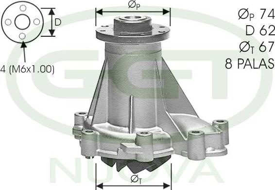 GGT PA12147 - Водяний насос autocars.com.ua