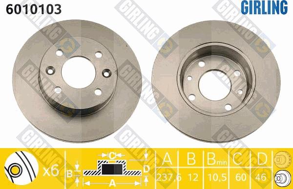 Girling 6010103 - Тормозной диск avtokuzovplus.com.ua