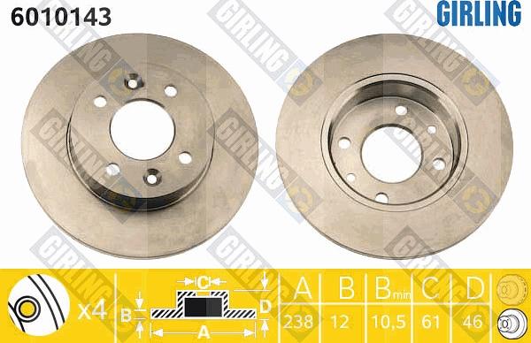 Girling 6010143 - Тормозной диск avtokuzovplus.com.ua