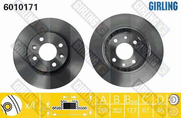 Girling 6010171 - Тормозной диск avtokuzovplus.com.ua