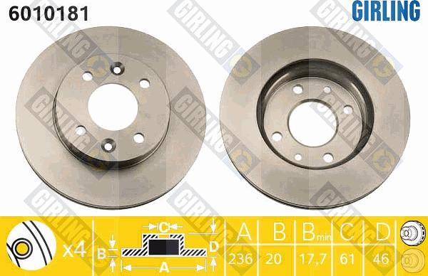 Girling 6010181 - Тормозной диск avtokuzovplus.com.ua