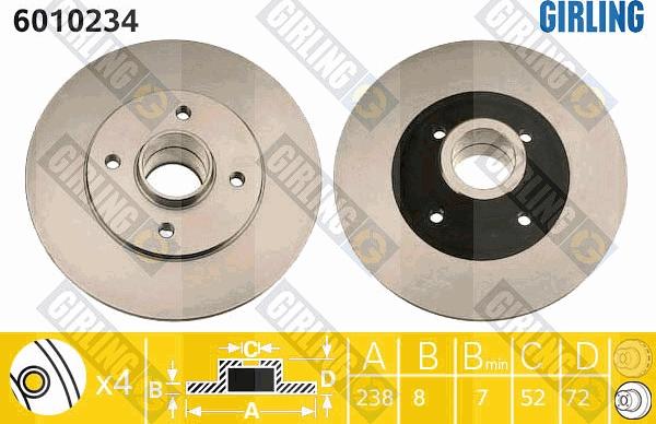 Girling 6010234 - Гальмівний диск autocars.com.ua