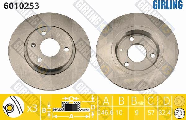 Girling 6010253 - Гальмівний диск autocars.com.ua