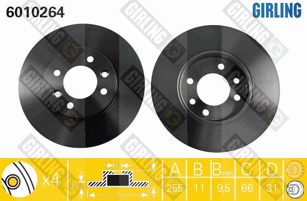 Girling 6010264 - Гальмівний диск autocars.com.ua