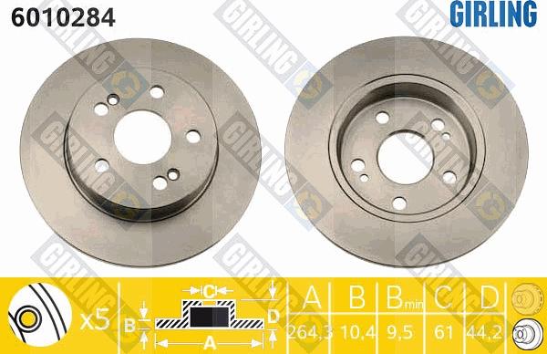 Girling 6010284 - Тормозной диск avtokuzovplus.com.ua