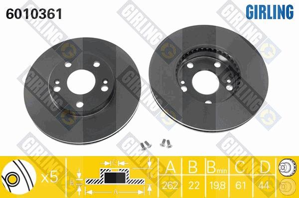 Girling 6010361 - Гальмівний диск autocars.com.ua