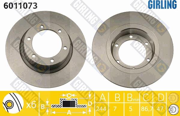 Girling 6011073 - Тормозной диск avtokuzovplus.com.ua