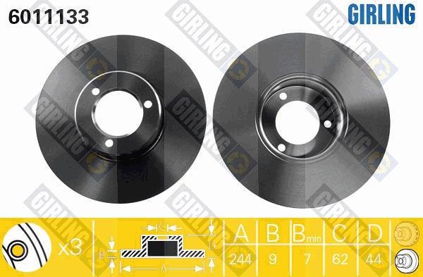 Girling 6011133 - Гальмівний диск autocars.com.ua