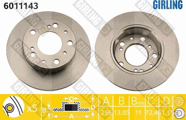 Girling 6011143 - Гальмівний диск autocars.com.ua