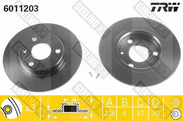 Girling 6011203 - Гальмівний диск autocars.com.ua