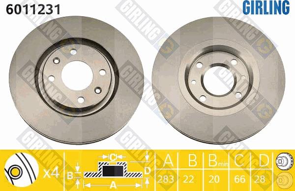 Girling 6011231 - Гальмівний диск autocars.com.ua