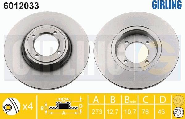 Girling 6012033 - Тормозной диск avtokuzovplus.com.ua