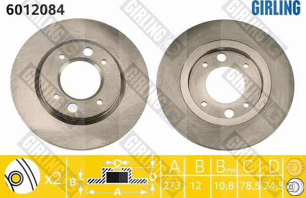 Girling 6012084 - Гальмівний диск autocars.com.ua