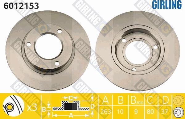 Girling 6012153 - Гальмівний диск autocars.com.ua