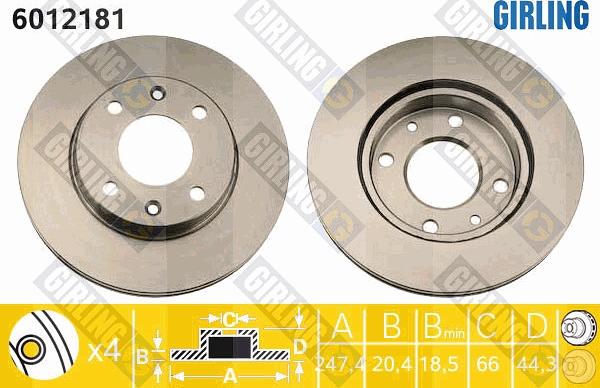 Girling 6012181 - Гальмівний диск autocars.com.ua