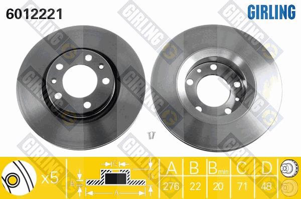 Girling 6012221 - Гальмівний диск autocars.com.ua