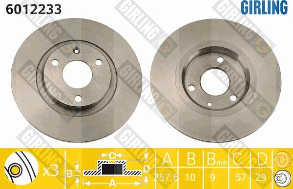 Girling 6012233 - Гальмівний диск autocars.com.ua