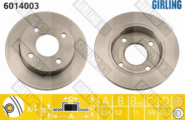 Girling 6014003 - Тормозной диск autodnr.net