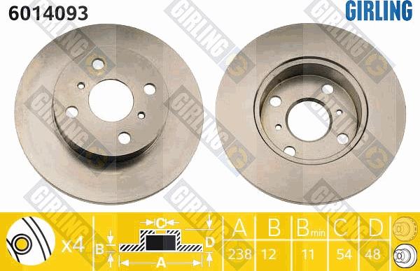 Girling 6014093 - Гальмівний диск autocars.com.ua