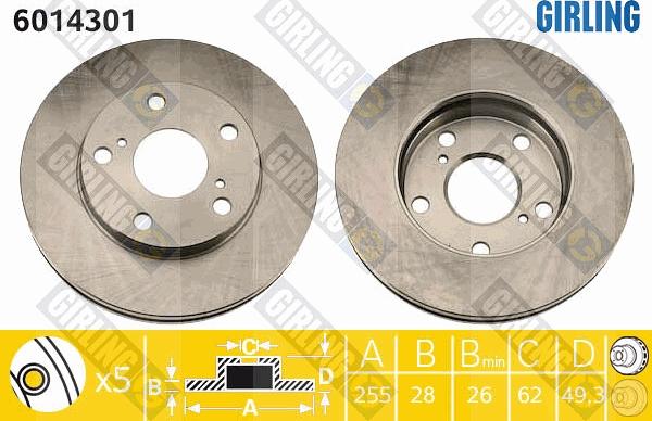 Girling 6014301 - Тормозной диск avtokuzovplus.com.ua