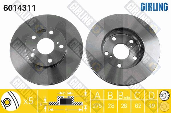 Girling 6014311 - Гальмівний диск autocars.com.ua