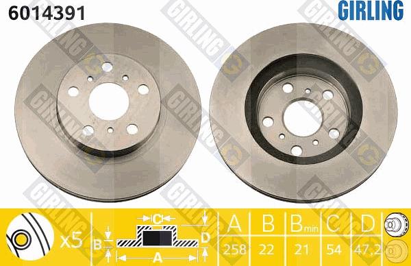 Girling 6014391 - Гальмівний диск autocars.com.ua