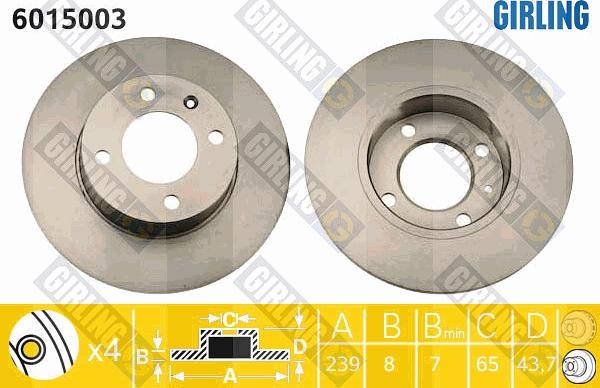 Girling 6015003 - Гальмівний диск autocars.com.ua