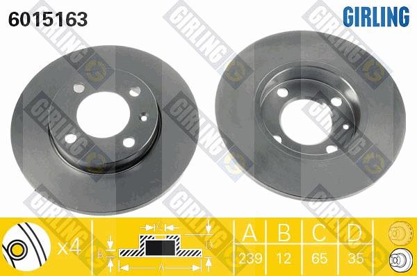 Girling 6015163 - Гальмівний диск autocars.com.ua