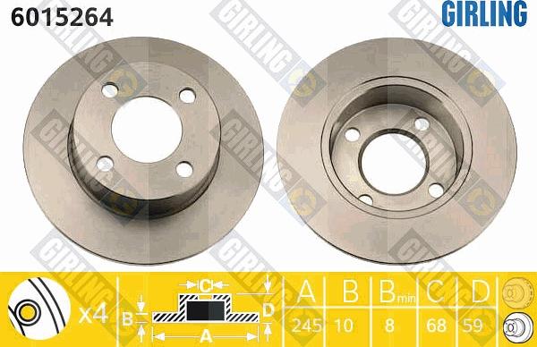 Girling 6015264 - Гальмівний диск autocars.com.ua