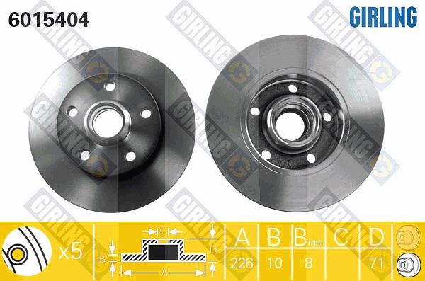 Girling 6015404 - Гальмівний диск autocars.com.ua