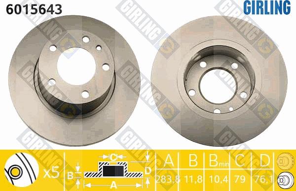 Girling 6015643 - Гальмівний диск autocars.com.ua