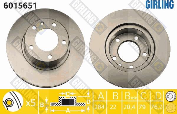 Girling 6015651 - Тормозной диск avtokuzovplus.com.ua