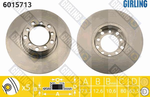 Girling 6015713 - Тормозной диск avtokuzovplus.com.ua