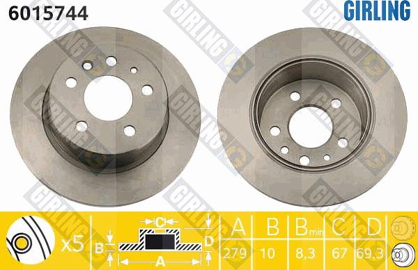 Girling 6015744 - Тормозной диск avtokuzovplus.com.ua