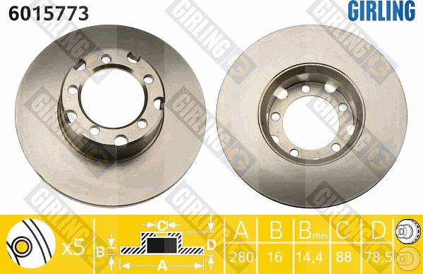 Girling 6015773 - Тормозной диск avtokuzovplus.com.ua