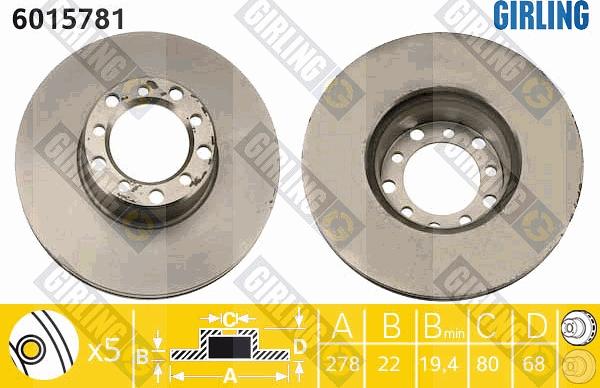 Girling 6015781 - Гальмівний диск autocars.com.ua