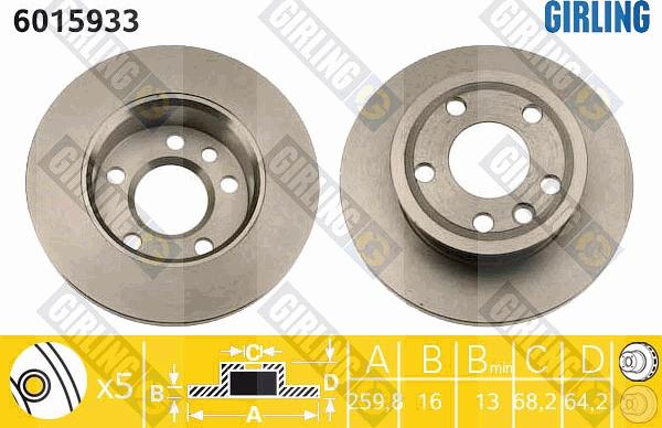 Girling 6015933 - Тормозной диск autodnr.net