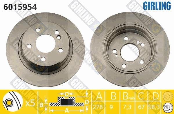 Girling 6015954 - Тормозной диск avtokuzovplus.com.ua