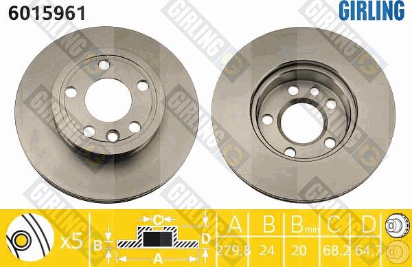 Girling 6015961 - Тормозной диск avtokuzovplus.com.ua