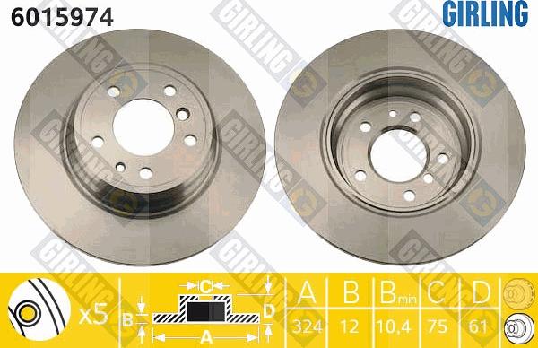 Girling 6015974 - Тормозной диск avtokuzovplus.com.ua