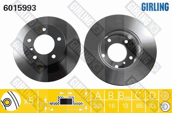 Girling 6015993 - Тормозной диск avtokuzovplus.com.ua