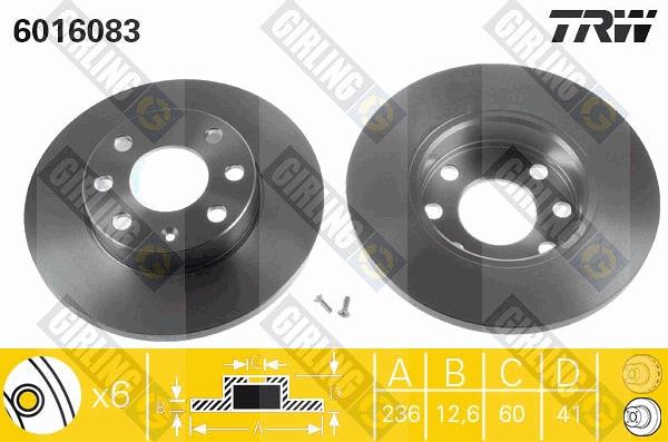 Girling 6016083 - Тормозной диск avtokuzovplus.com.ua