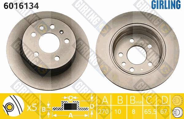 Girling 6016134 - Гальмівний диск autocars.com.ua