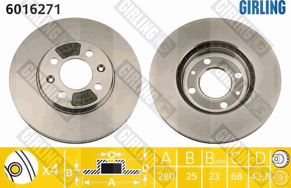 Girling 6016271 - Гальмівний диск autocars.com.ua